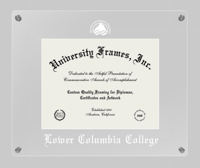 Lower Columbia College Lucent Clear-over-Clear Frame in Lucent Clear Moulding with Lucent Clear Mat for document: 8 1/2"h x 11"w  