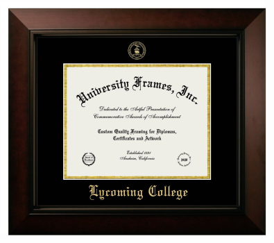 Lycoming College Diploma Frame in Legacy Black Cherry with Black & Gold Mats for DOCUMENT: 8 1/2"H X 11"W  