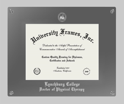 Lynchburg College Doctor of Physical Therapy Lucent Clear-over-Smoke Frame in Lucent Smoke Moulding with Lucent Smoke Mat for document: 8 1/2"h x 11"w  
