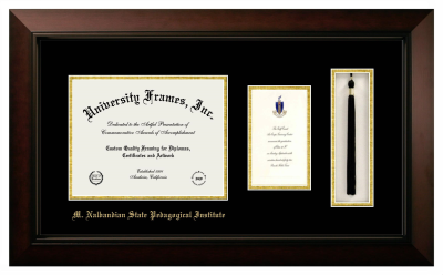 M. Nalbandian State Pedagogical Institute Diploma with Announcement & Tassel Box Frame in Legacy Black Cherry with Black & Gold Mats for document: 8 1/2"h x 11"w  , diploma: 7"h x 4"w  