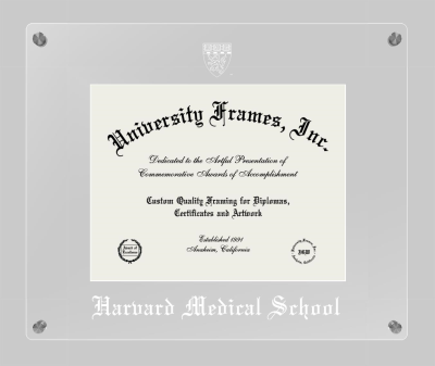 Harvard Medical School Lucent Clear-over-Clear Frame in Lucent Clear Moulding with Lucent Clear Mat for DOCUMENT: 8 1/2"H X 11"W  