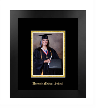 Harvard Medical School 5 x 7 Portrait Frame in Manhattan Black with Black & Gold Mats