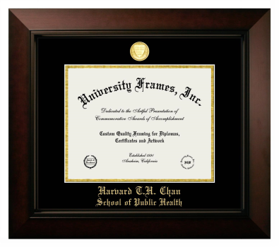 Harvard T.H. Chan School of Public Health Diploma Frame in Legacy Black Cherry with Black & Gold Mats for DOCUMENT: 8 1/2"H X 11"W  