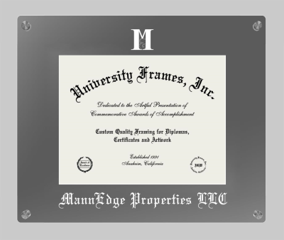 MannEdge Properties LLC Lucent Clear-over-Smoke Frame in Lucent Smoke Moulding with Lucent Smoke Mat for document: 8 1/2"h x 11"w  