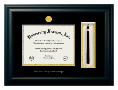 Utah College of Massage Therapy Diploma with Tassel Box Frame in Satin Black with Black & Gold Mats for document: 8 1/2"h x 11"w  