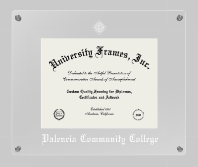 Valencia Community College Lucent Clear-over-Clear Frame in Lucent Clear Moulding with Lucent Clear Mat for document: 8 1/2"h x 11"w  