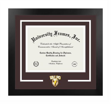 Logo Mat Frame in Manhattan Black with Brown & White Mats for DOCUMENT: 8 1/2"H X 11"W  