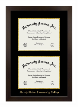 Marshalltown Community College Double Degree (Stacked) Frame in Manhattan Espresso with Black & Gold Mats for document: 8 1/2"h x 11"w  , document: 8 1/2"h x 11"w  