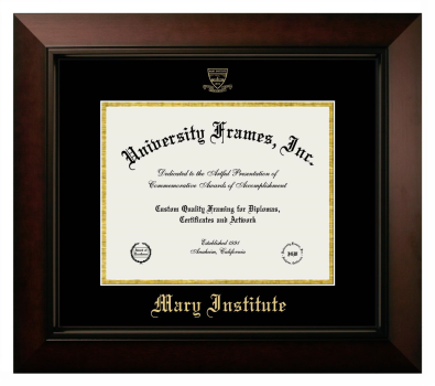 Mary Institute Diploma Frame in Legacy Black Cherry with Black & Gold Mats for DOCUMENT: 8 1/2"H X 11"W  
