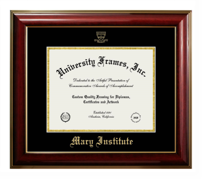 Mary Institute Diploma Frame in Classic Mahogany with Gold Trim with Black & Gold Mats for document: 8 1/2"h x 11"w  