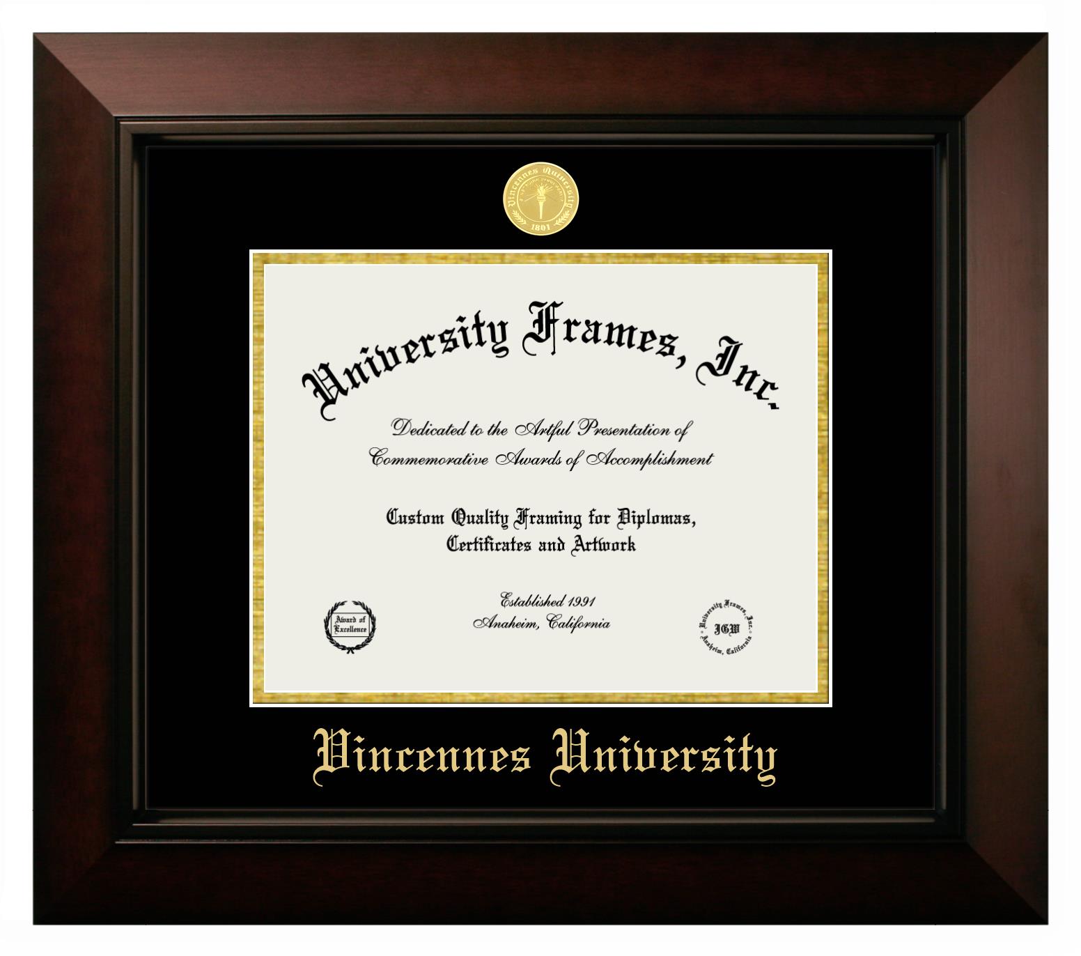 Vincennes University Diploma Frame in Legacy Black Cherry with