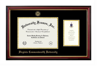 Virginia Commonwealth University Diploma with Announcement Frame in Petite Mahogany with Gold Trim with Black & Gold Mats for DOCUMENT: 8 1/2"H X 11"W  ,  7"H X 4"W  