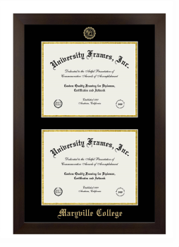 Maryville College Double Degree (Stacked) Frame in Manhattan Espresso with Black & Gold Mats for document: 8 1/2"h x 11"w  , document: 8 1/2"h x 11"w  