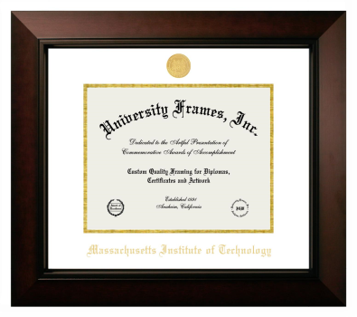 Massachusetts Institute of Technology Diploma Frame in Legacy Black Cherry with Black & Gold Mats for DOCUMENT: 8 1/2"H X 11"W  