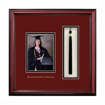 Massachusetts Institute of Technology 5 x 7 Portrait with Tassel Box Frame in Petite Cherry with Black & Gold Mats