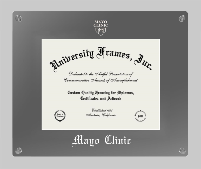 Mayo Clinic Lucent Clear-over-Smoke Frame in Lucent Smoke Moulding with Lucent Smoke Mat for document: 8 1/2"h x 11"w  