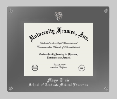 Mayo Clinic School of Graduate Medical Education Lucent Clear-over-Smoke Frame in Lucent Smoke Moulding with Lucent Smoke Mat for document: 8 1/2"h x 11"w  