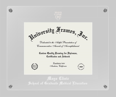 Mayo Clinic School of Graduate Medical Education Lucent Clear-over-Clear Frame in Lucent Clear Moulding with Lucent Clear Mat for document: 8 1/2"h x 11"w  