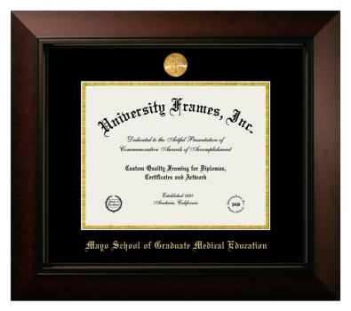 Mayo School of Graduate Medical Education (former name) Diploma Frame in Legacy Black Cherry with Black & Gold Mats for DOCUMENT: 8 1/2"H X 11"W  
