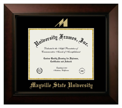 Mayville State University Diploma Frame in Legacy Black Cherry with Black & Gold Mats for DOCUMENT: 8 1/2"H X 11"W  