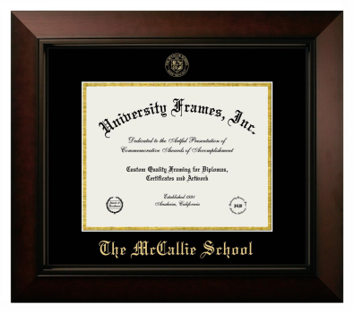 McCallie School Diploma Frame in Legacy Black Cherry with Black & Gold Mats for document: 8 1/2"h x 11"w  