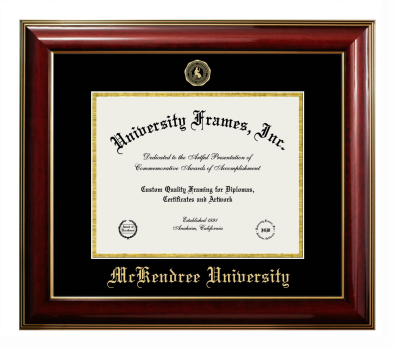 McKendree University Diploma Frame in Classic Mahogany with Gold Trim with Black & Gold Mats for document: 8 1/2"h x 11"w  