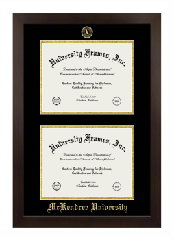 McKendree University Double Degree (Stacked) Frame in Manhattan Espresso with Black & Gold Mats for document: 8 1/2"h x 11"w  , document: 8 1/2"h x 11"w  