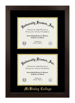 McKinley College Double Degree (Stacked) Frame in Manhattan Espresso with Black & Gold Mats for document: 8 1/2"h x 11"w  , document: 8 1/2"h x 11"w  