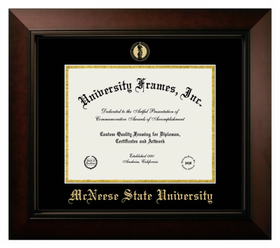 McNeese State University Diploma Frame in Legacy Black Cherry with Black & Gold Mats for DOCUMENT: 8 1/2"H X 11"W  