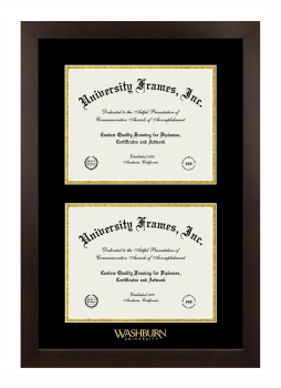 Washburn University Double Degree (Stacked) Frame in Manhattan Espresso with Black & Gold Mats for document: 8 1/2"h x 11"w  , document: 8 1/2"h x 11"w  