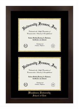 Washburn University School of Law Double Degree (Stacked) Frame in Manhattan Espresso with Black & Gold Mats for document: 8 1/2"h x 11"w  , document: 8 1/2"h x 11"w  