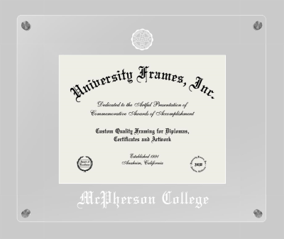 McPherson College Lucent Clear-over-Clear Frame in Lucent Clear Moulding with Lucent Clear Mat for document: 8 1/2"h x 11"w  