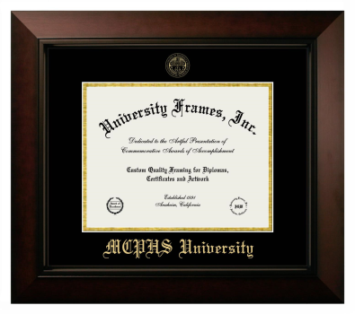 MCPHS (Massachusetts College of Pharmacy and Health Sciences) University Diploma Frame in Legacy Black Cherry with Black & Gold Mats for DOCUMENT: 8 1/2"H X 11"W  