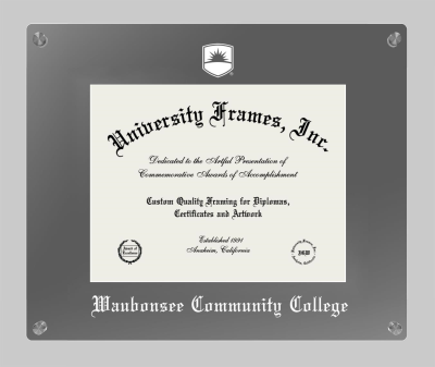 Waubonsee Community College Lucent Clear-over-Smoke Frame in Lucent Smoke Moulding with Lucent Smoke Mat for document: 8 1/2"h x 11"w  