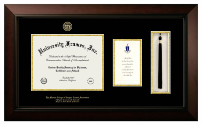 Medical College of Virginia Alumni Association of Virginia Commonwealth University School of Allied Health Professions Diploma with Announcement & Tassel Box Frame in Legacy Black Cherry with Black & Gold Mats for document: 8 1/2"h x 11"w  , diploma: 7"h x 4"w  