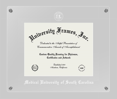Medical University of South Carolina Lucent Clear-over-Clear Frame in Lucent Clear Moulding with Lucent Clear Mat for DOCUMENT: 8 1/2"H X 11"W  