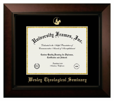Wesley Theological Seminary Diploma Frame in Legacy Black Cherry with Black & Gold Mats for DOCUMENT: 8 1/2"H X 11"W  