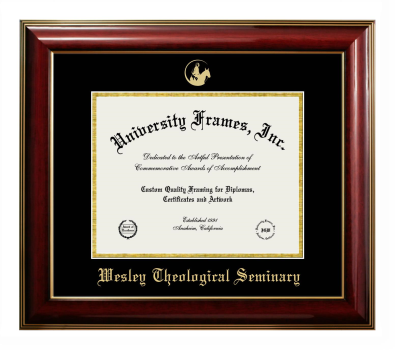 Wesley Theological Seminary Diploma Frame in Classic Mahogany with Gold Trim with Black & Gold Mats for DOCUMENT: 8 1/2"H X 11"W  