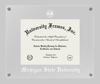 Michigan State University Lucent Clear-over-Clear Frame in Lucent Clear Moulding with Lucent Clear Mat for  8 1/2"h x 11"w  