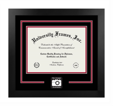 Michigan State University College of Human Medicine Logo Mat Frame in Manhattan Black with Black & Crimson Mats for document: 8 1/2"h x 11"w  