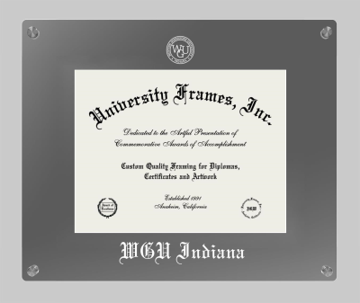 Western Governors University (Indiana) Lucent Clear-over-Smoke Frame in Lucent Smoke Moulding with Lucent Smoke Mat for document: 8 1/2"h x 11"w  