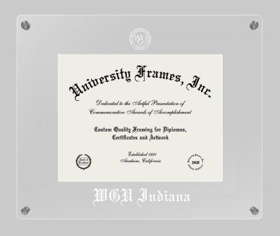Western Governors University (Indiana) Lucent Clear-over-Clear Frame in Lucent Clear Moulding with Lucent Clear Mat for DOCUMENT: 8 1/2"H X 11"W  