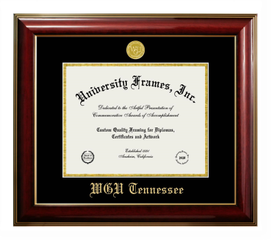 Western Governors University (Tennessee) Diploma Frame in Classic Mahogany with Gold Trim with Black & Gold Mats for document: 8 1/2"h x 11"w  