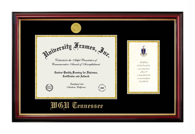 Western Governors University (Tennessee) Diploma with Announcement Frame in Petite Mahogany with Gold Trim with Black & Gold Mats for document: 8 1/2"h x 11"w  , diploma: 7"h x 4"w  