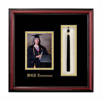 Western Governors University (Tennessee) 5 x 7 Portrait with Tassel Box Frame in Petite Cherry with Black & Gold Mats