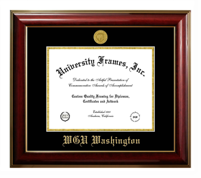 Western Governors University (Washington) Diploma Frame in Classic Mahogany with Gold Trim with Black & Gold Mats for DOCUMENT: 8 1/2"H X 11"W  