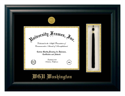 Western Governors University (Washington) Diploma with Tassel Box Frame in Satin Black with Black & Gold Mats for DOCUMENT: 8 1/2"H X 11"W  