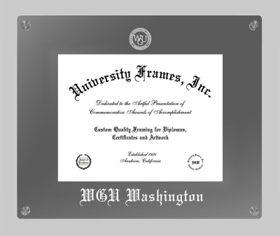 Western Governors University (Washington) Lucent Clear-over-Smoke Frame in Lucent Smoke Moulding with Lucent Smoke Mat for document: 8 1/2"h x 11"w  