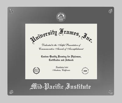 Mid-Pacific Institute Lucent Clear-over-Smoke Frame in Lucent Smoke Moulding with Lucent Smoke Mat for document: 8 1/2"h x 11"w  