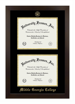 Middle Georgia College Double Degree (Stacked) Frame in Manhattan Espresso with Black & Gold Mats for document: 8 1/2"h x 11"w  , document: 8 1/2"h x 11"w  